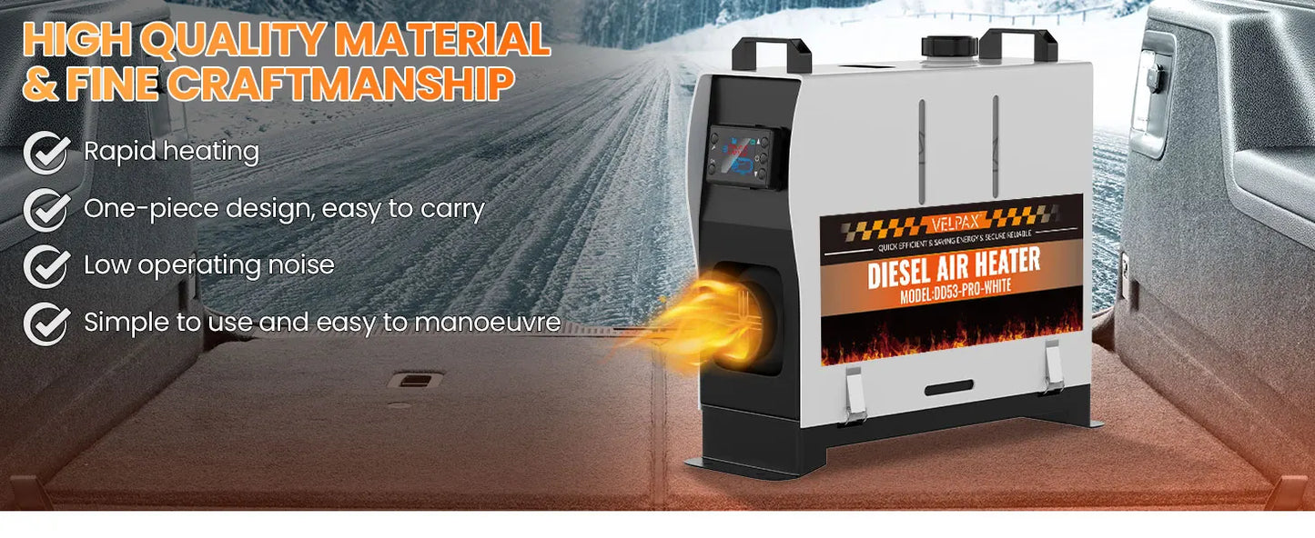 8KW Portable Diesel Heater with LCD Remote Control Adjustable Temperature 18-40℃ for Motorhome Boat And Home Use