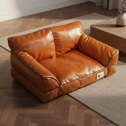 Leather Pet Sofa Bed Removable and Cleanable Cat Sofa for Small Dogs
