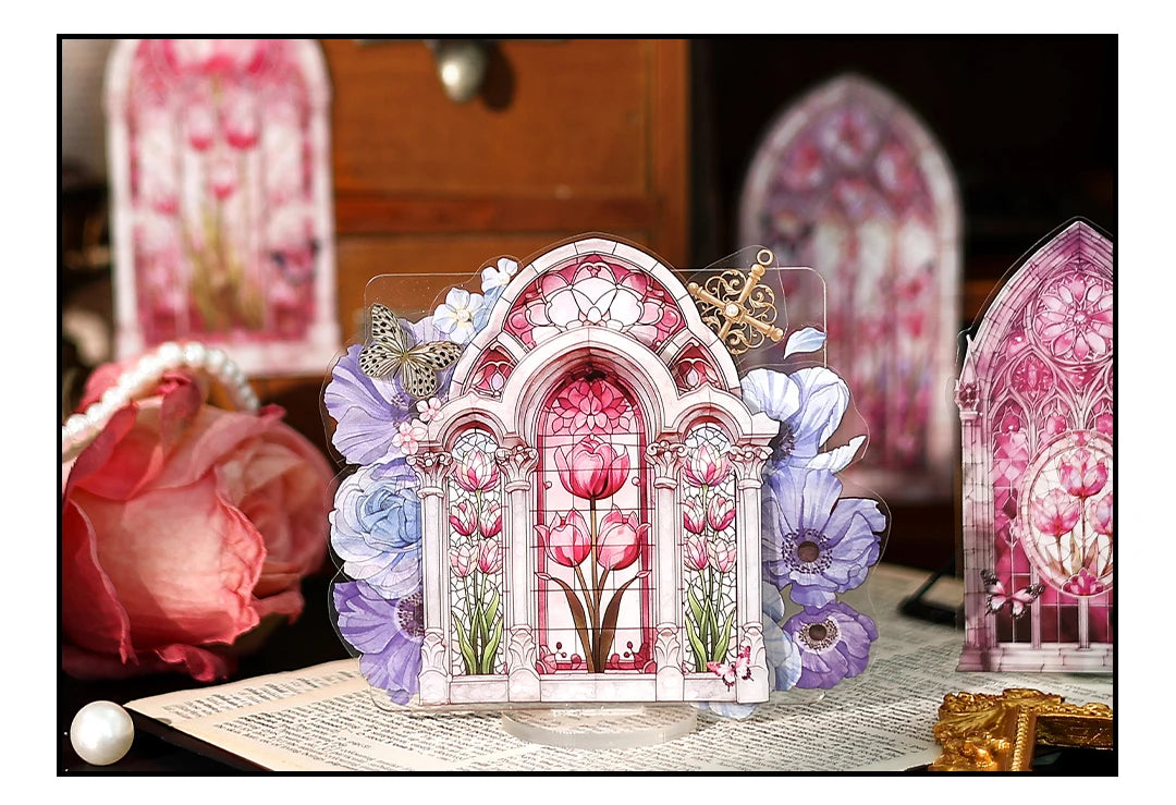10pcs Flowers Window Sticker PET Materials Collage Junk Journal DIY Scrapbooking Supplies Aesthetics Decor Sticker