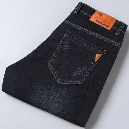 Men Fashion Straight Jeans Men 2025 New Stretch Slim Fit Pants Comfortable Soft Business Denim Trousers Male Brand Clothing