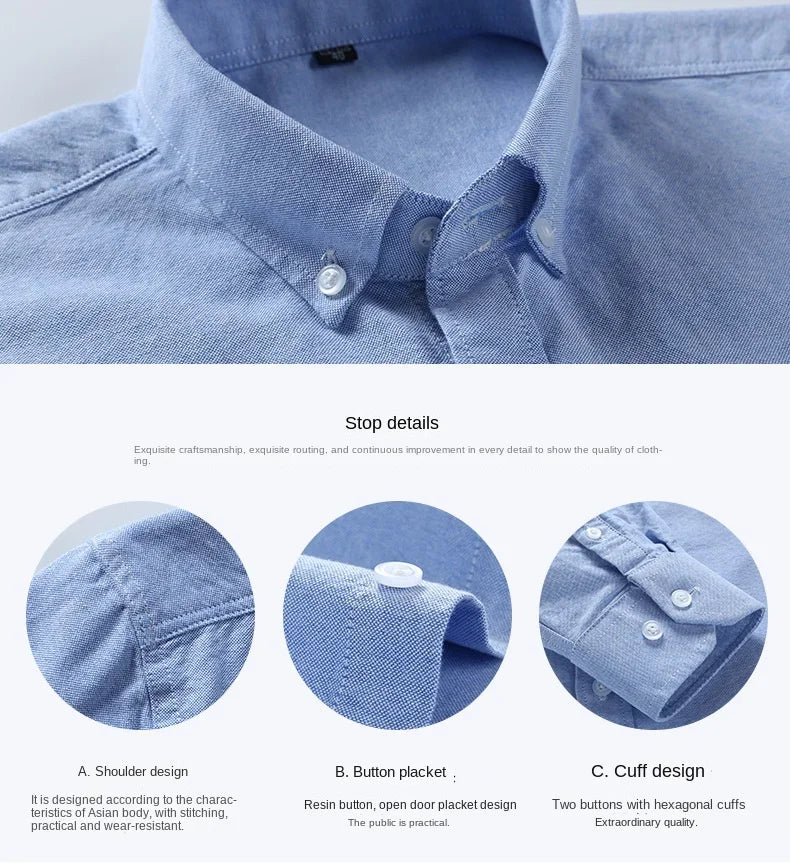 Casual cotton men's shirt slim fit horse logo bottom inch shirt Oxford spinning long sleeved striped shirt