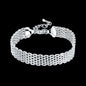 Noble 925 Sterling Silver Square Solid Chain Bracelet For Women Men Charm Party Gift Wedding Fashion Jewelry