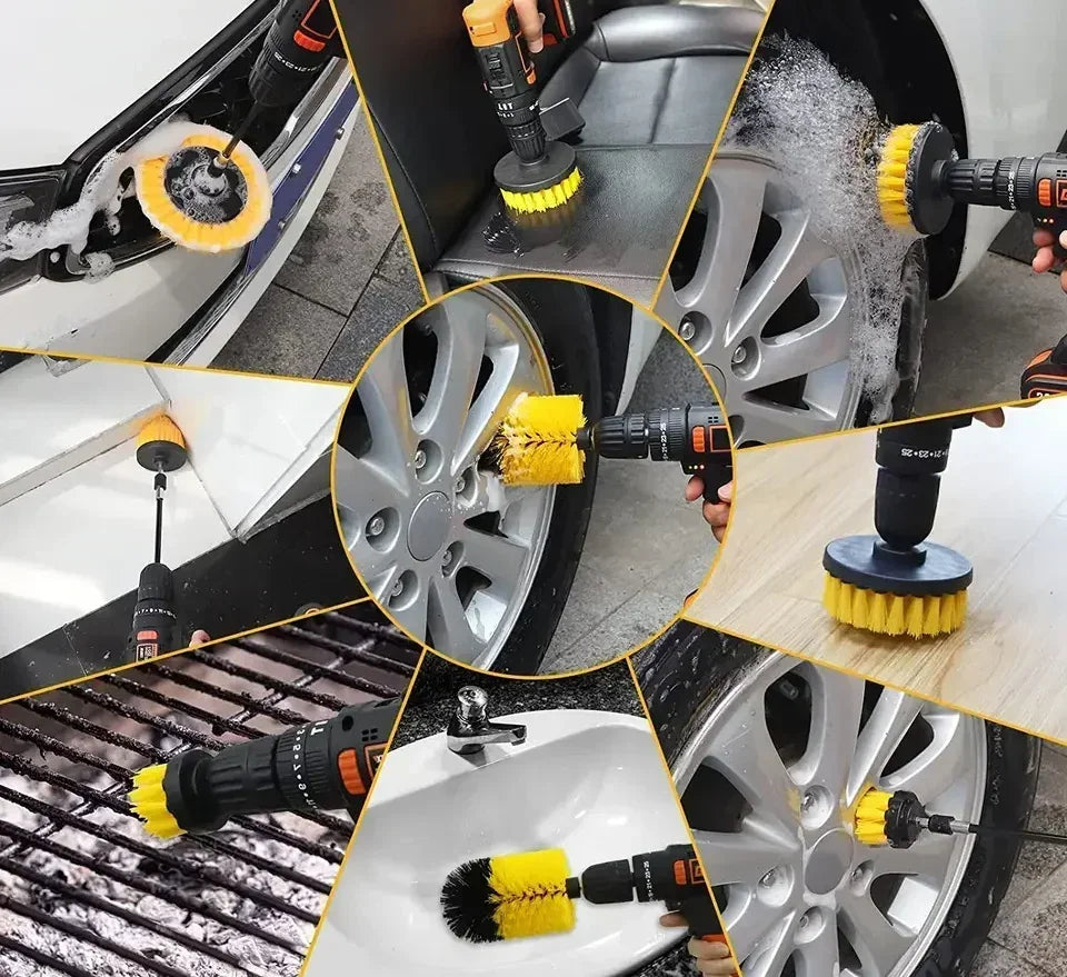 Electric Drill Brush Attachment Set Power Scrubber Brush Car Polisher Kitchen Bathroom Cleaning Kit Toilet Cleaning Tools