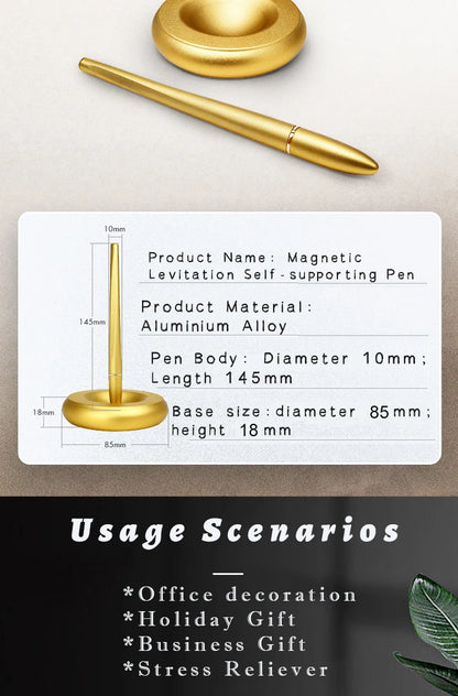 New Creative Aluminum Alloy Magnetic Levitation Self Supporting Signature Pen Business Office Swing Freely Not Fall Pen Gift Box