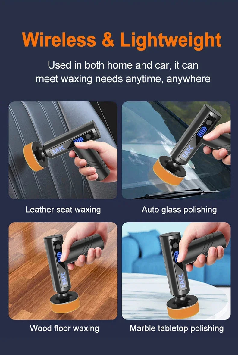EAFC Car Polisher Handheld Wireless Polisher Glass Oil Film Remover Car Polishing Waxing Machine Power Tool for Car Body Cleanig Waxing Repair