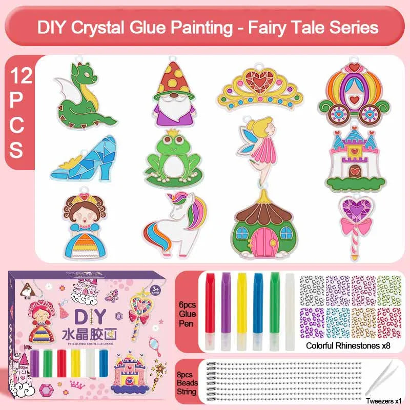 DIY Crystal Gel Painting Kit Craft Handmade Toy Children Graffiti Coloring Gift Fairy Tale & Animal Themes Educational Art Kits