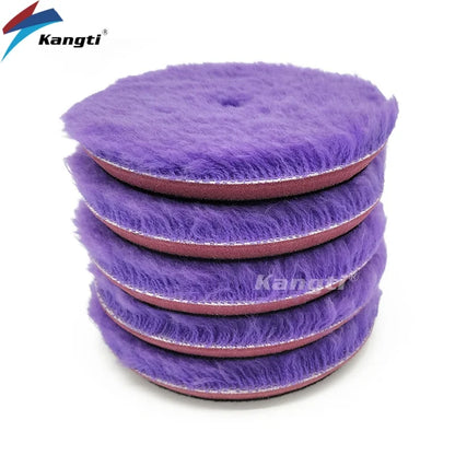 Kangti 5"(125mm)/6"(150mm) High Density Lambs Wool Polishing Pad for Car Waxing Buffing Finishing