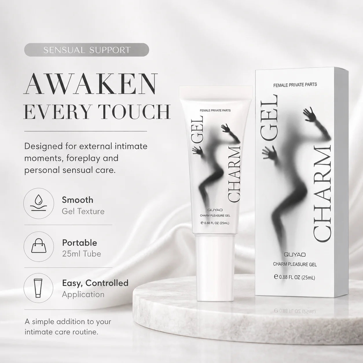 Women's Intimate Pleasure Gel 25ml, External Sensation Enhancing Gel for Couples, Foreplay, Sensual Care & Discreet Travel
