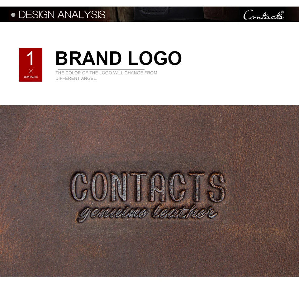 CONTACT'S Genuine Leather Men's Messenger Bag Vintage Sling Shoulder Bags for 7.9" iPad Mini High Quality Male Crossbody Bag Men