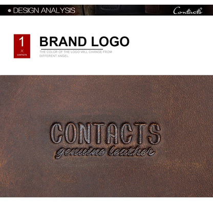 CONTACT'S Genuine Leather Men's Messenger Bag Vintage Sling Shoulder Bags for 7.9" iPad Mini High Quality Male Crossbody Bag Men