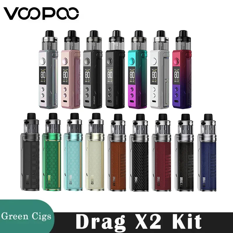 Original VOOPOO Drag X2 Kit 80W DTL Vape fit 18650 Battery 5ML PnP X Pod Cartridge PnP X Coil Electronic Cigarette Vaporizer