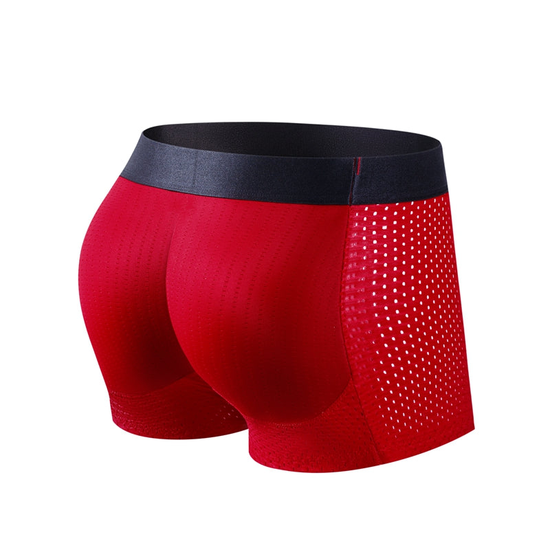 Men Trunks Built-in Fake Butt Hip Lifter Enhancer Shorts Boxer Briefs Padded Underwear Shapewear Underpants Nylon  Breathable