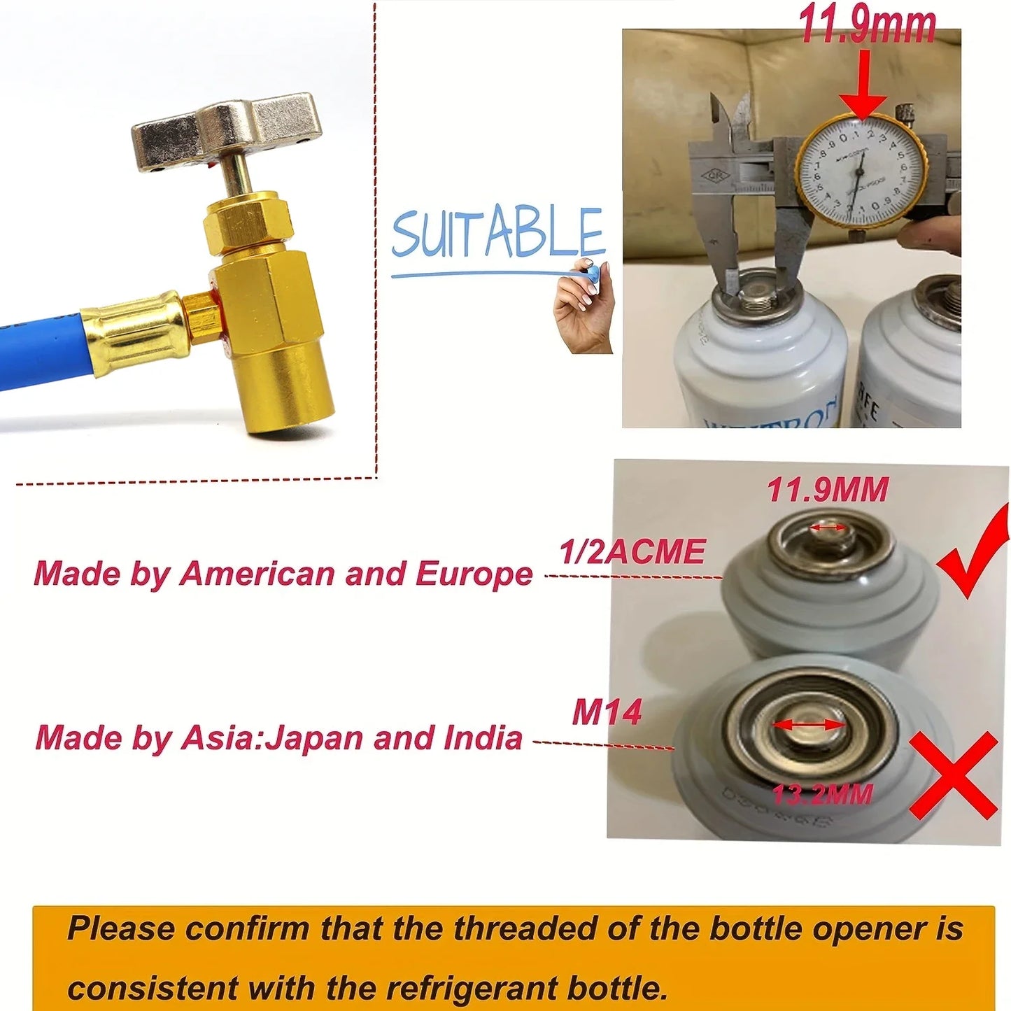 R134A Recharge Hose with Gauge, AC Can Tap Freon Charging Kit, 90° Low Side Quick Coupler for R134A R12 R22 A/C Refrigerant