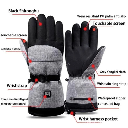 Men Electric Heated Skiing Gloves Smart Electrical  Winter Warm with Battery Case Gloves Touch Screen Electric Heated Equipment
