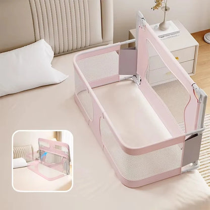 Baby Bedside Bassinet Foldable Bed Side Baby Bassinet Portable Crib Breathable and Visible Mesh Window Soft Washable Liner Cover