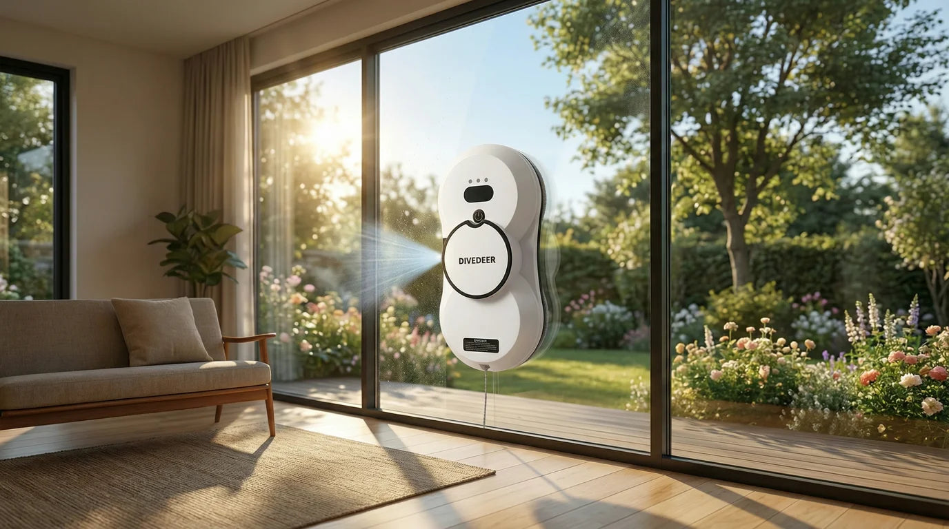 DIVEDEER Window cleaning robot 5600PA large suction electric spray window cleaning robot fall prevention remote cleaner