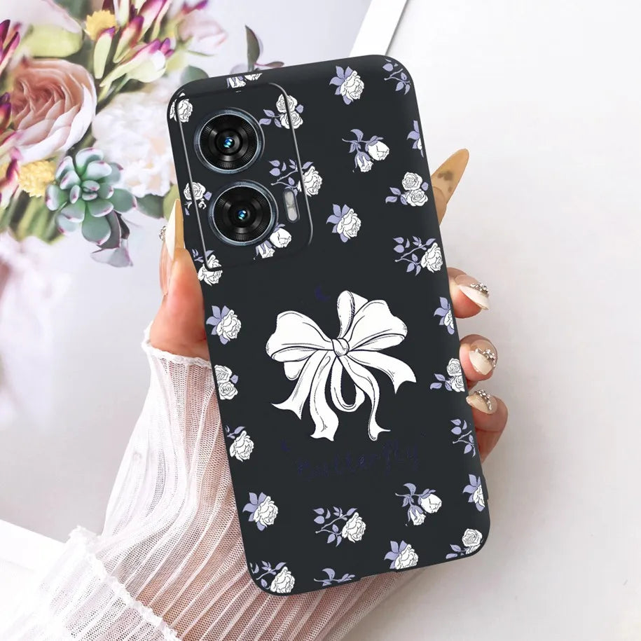 Case For Motorola Edge 50 Fusion Cover XT2429-1 Popular Flower Soft Black Silicone Phone Cases For Motorola G96 5G MotoG96 Funda