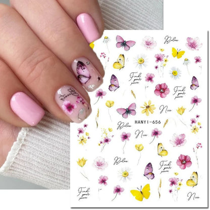 3d Nail Art Decals Elegant White RoyalBlue Roses Flowers Adhesive Sliders Nail Stickers Decoration For Nail Manicure