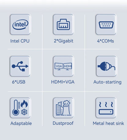 Helorpc Industrial Mini PC N2840/J2900 Support WIN10 LINUX with 2xGigabit LAN 5xUSB2.0 1xUSB3.0 4xDB9 COM 1xHDMI 1xVGA Computer
