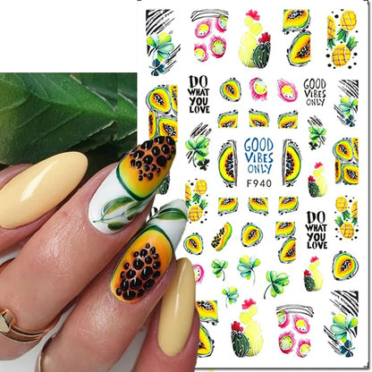 3d Nail Art Decals Elegant White RoyalBlue Roses Flowers Adhesive Sliders Nail Stickers Decoration For Nail Manicure