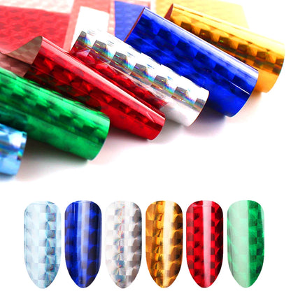 16Pc Holographic Nail Foil Set Starry Transfer 20*4cm Sticker Laser Flowers Leopard Mix Design Decal DIY Nail Art Decoration