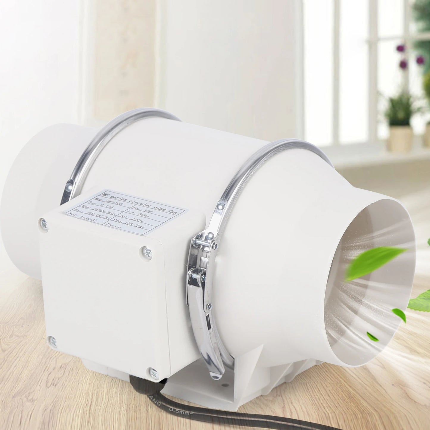 220V Exhaust Fan Silent Duct Ventilation Fan 2600RPM Duct Fan Pipe Extractor for Kitchen Bathroom Toilet (HF-100/HF-150/HF-200)