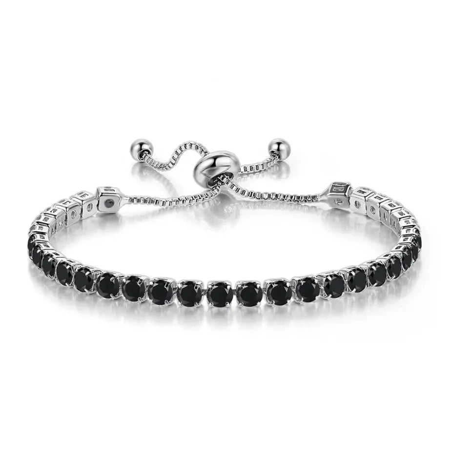Adjustable Colorful Birthstone Tennis Bracelets for Women 4MM Crystal Bangle Female Hand Chain Trend Jewelry Accessories H133