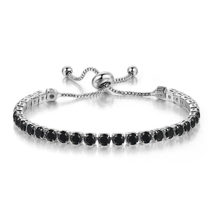 Adjustable Colorful Birthstone Tennis Bracelets for Women 4MM Crystal Bangle Female Hand Chain Trend Jewelry Accessories H133