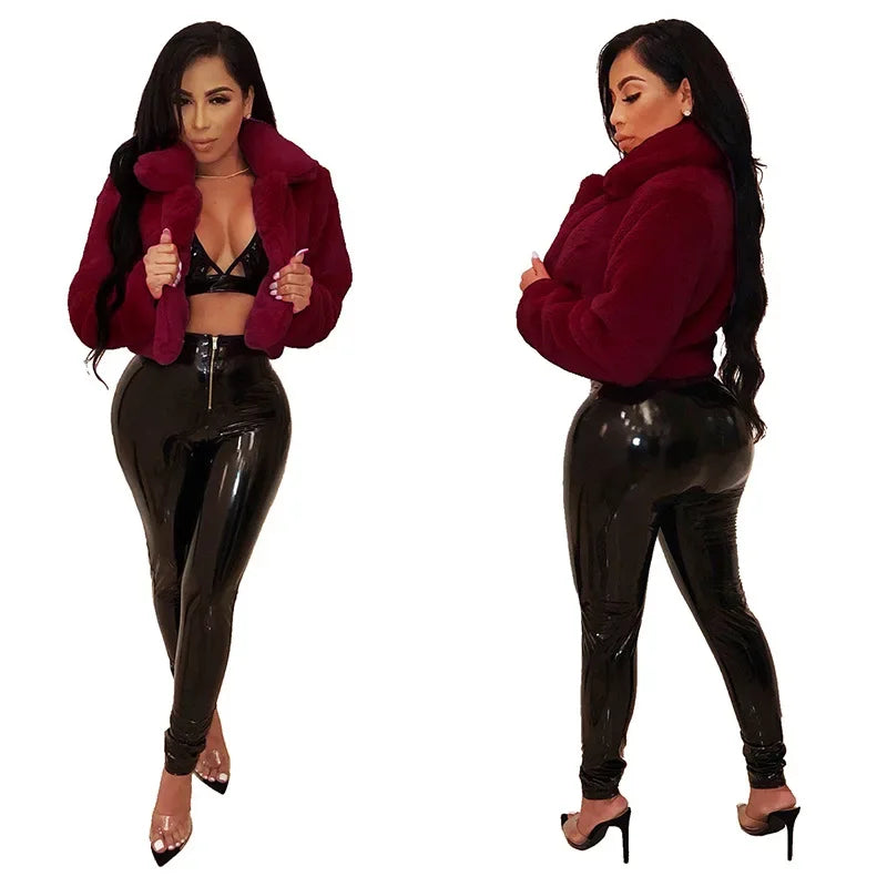 Women Coat Faux Fur Coats Sexy Short Jackets Turn Down Collar Long Maxi Loose Open Stitch Thick Warm Outerwear Autumn Winter