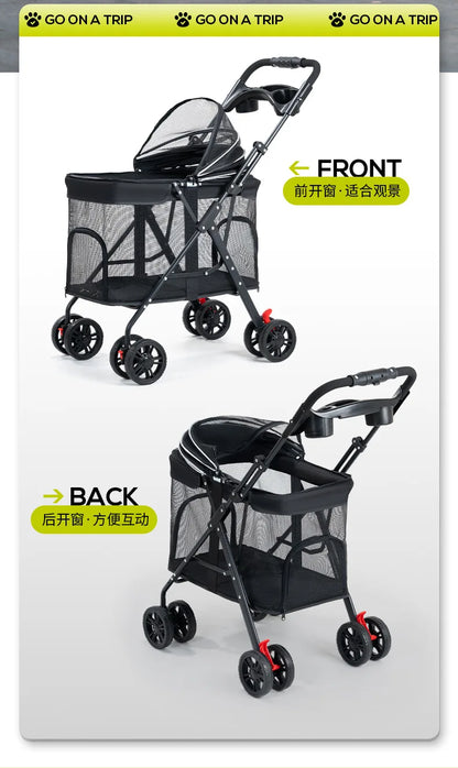 Medium and Large Dog Multi-functional Pet Cart Outdoor Travel Large Walking Dog Cart Portable and Foldable