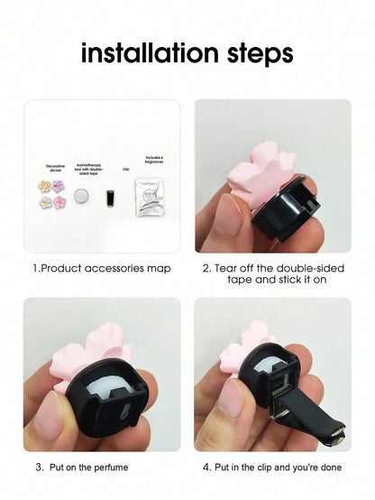 2Pcs Car Perfume Clip Flower Car Air Freshener with Fresh Color Air Outlet  Decorations Bright Peach Blossom Cherry Blossom