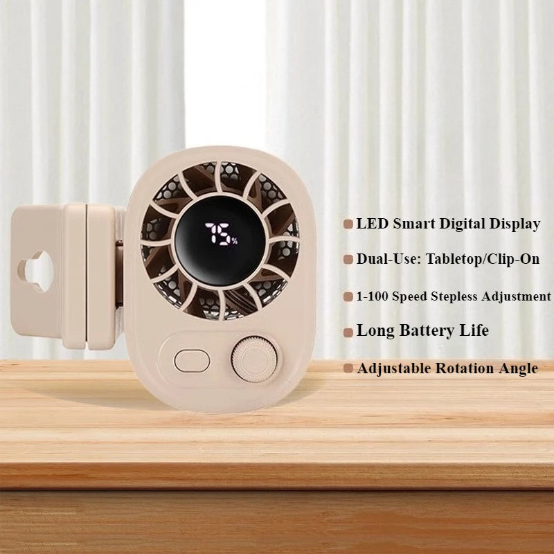Tragbarer Auto-Clip-Lüfter 360° Drehbarer Tragbarer Mini-Ventilator Mit 100-Gang-Wind Und Clip Für Büro, Camping, Reisen Sport