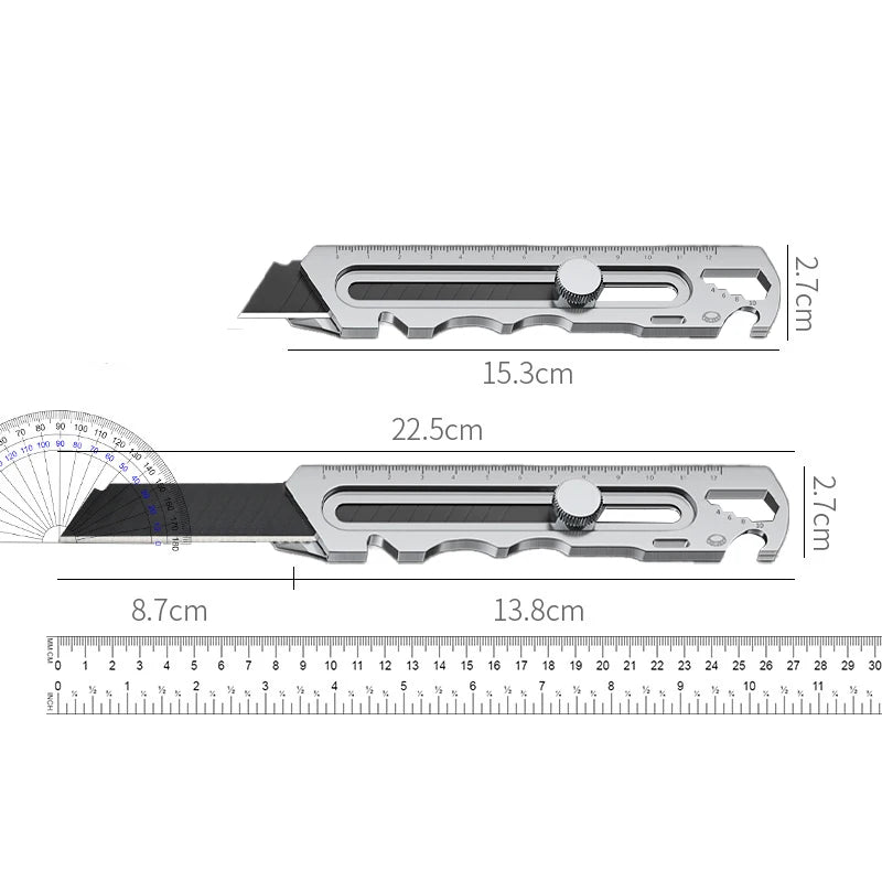 Stainless Steel Utility Knife 6 In 1 Multi-Function Opener Retractable Box Cutter Portable Office Home Courier Unboxing Knifes