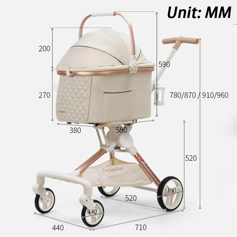 Foldable Pet Cart Strollers Basket Change Direction Medium Dogs Strollers Detachable Cat Dog Trolley Carrier Wheels Outdoor