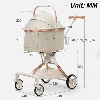 Foldable Pet Cart Strollers Basket Change Direction Medium Dogs Strollers Detachable Cat Dog Trolley Carrier Wheels Outdoor