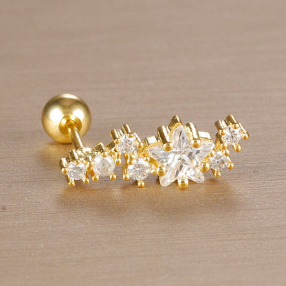 1PC 316L Stainless Steel Geometry Stud Earrings For Women Fashion Star Moon Lobe Daith Helix Cartilage Earring Piercing Jewelry