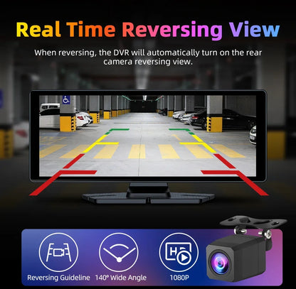 7"/10.26" 4K Dash Cam Wireless Carplay Android Auto 350° Rotating Lens Car DVR GPS Navigation Dashboard Video Recorder Bluetooth