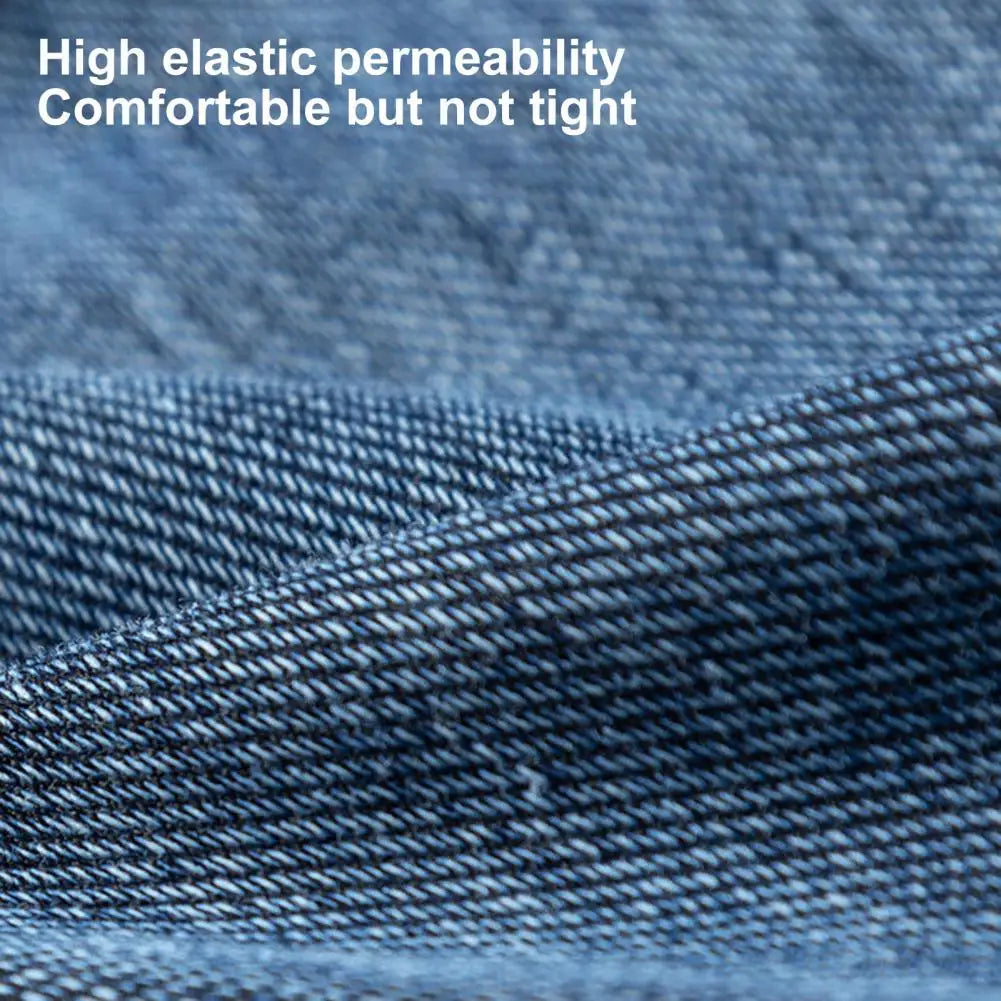 Women Jeans With Pockets Elastic High Waist Solid Color Full Length Pants Straight Wide Leg Trousers Sweatpant Daily Commuting
