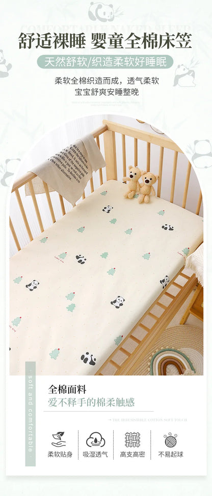 1pcs 130*70CM Breathable Cotton Fitted Crib Sheets for Baby Crib Mattress Cover Soft Bedding Set of Solid Color Infant Bed Sheet