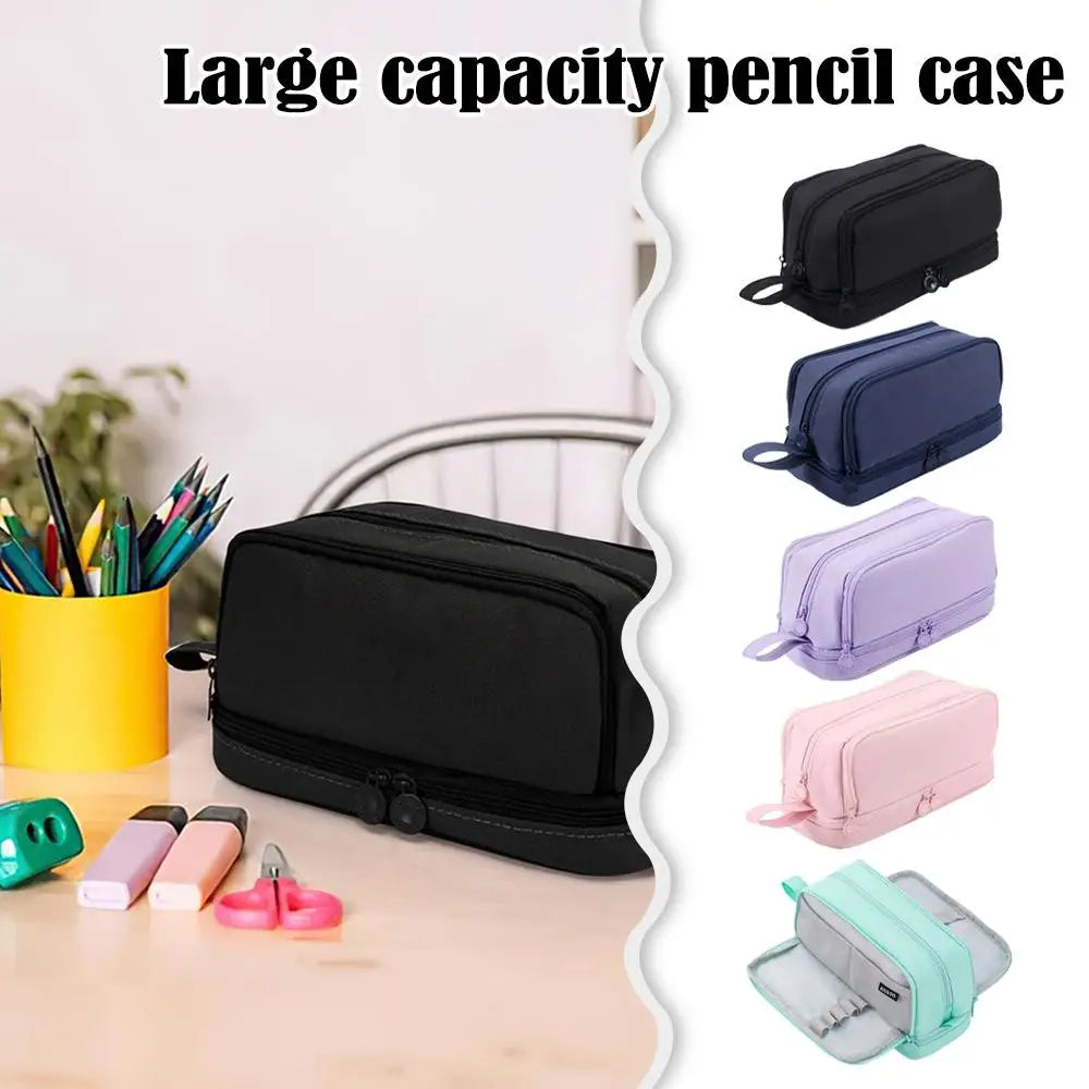 Macaron Color Large Capacity Pencil Case Multi Layer Compartments Eco Friendly Material Zipper Closure for School Storage Bag