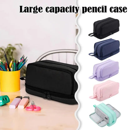 Macaron Color Large Capacity Pencil Case Multi Layer Compartments Eco Friendly Material Zipper Closure for School Storage Bag
