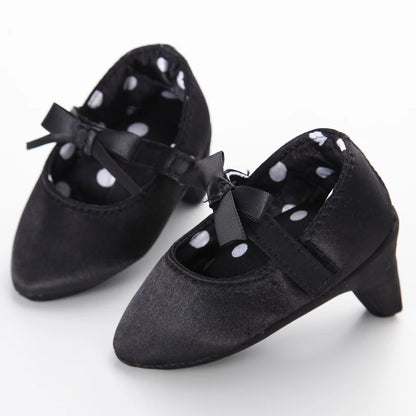 2022 New Infant Newborn Baby Girl High Heels Shoes Princess Bow First Birthday Party Shoes Photo Props Shoes 0-12M