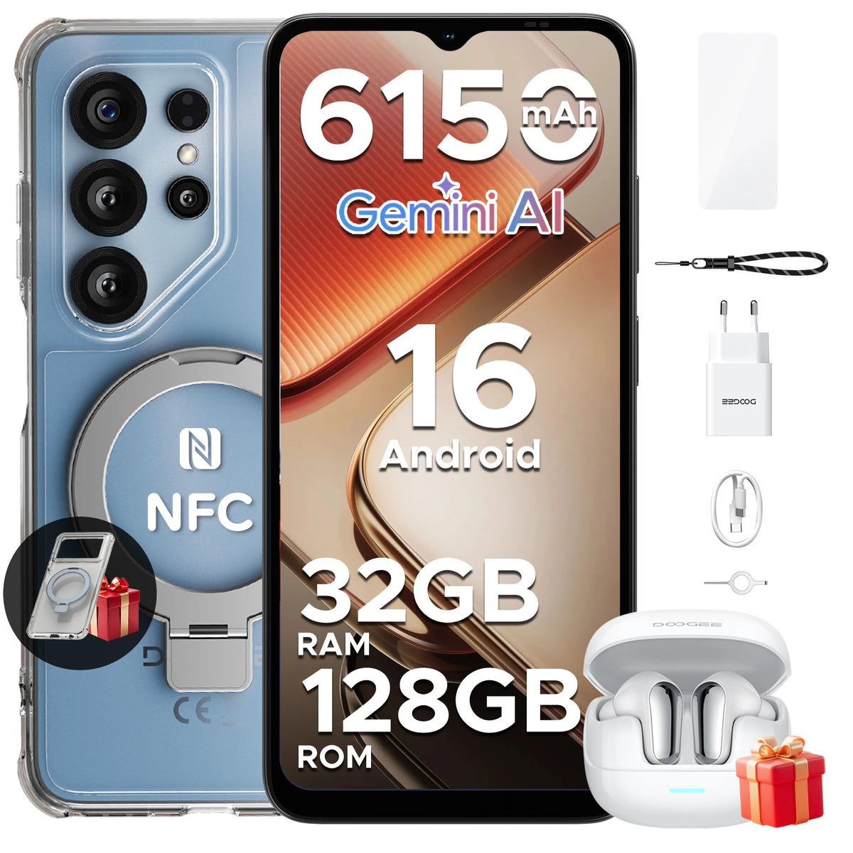 DOOGEE Note56X Pro Android 16 Smart Phone 6.56" 6150mAh Battery 32GB RAM(4+28) 128GB ROM Support Google Pay Widevine L1 Phone
