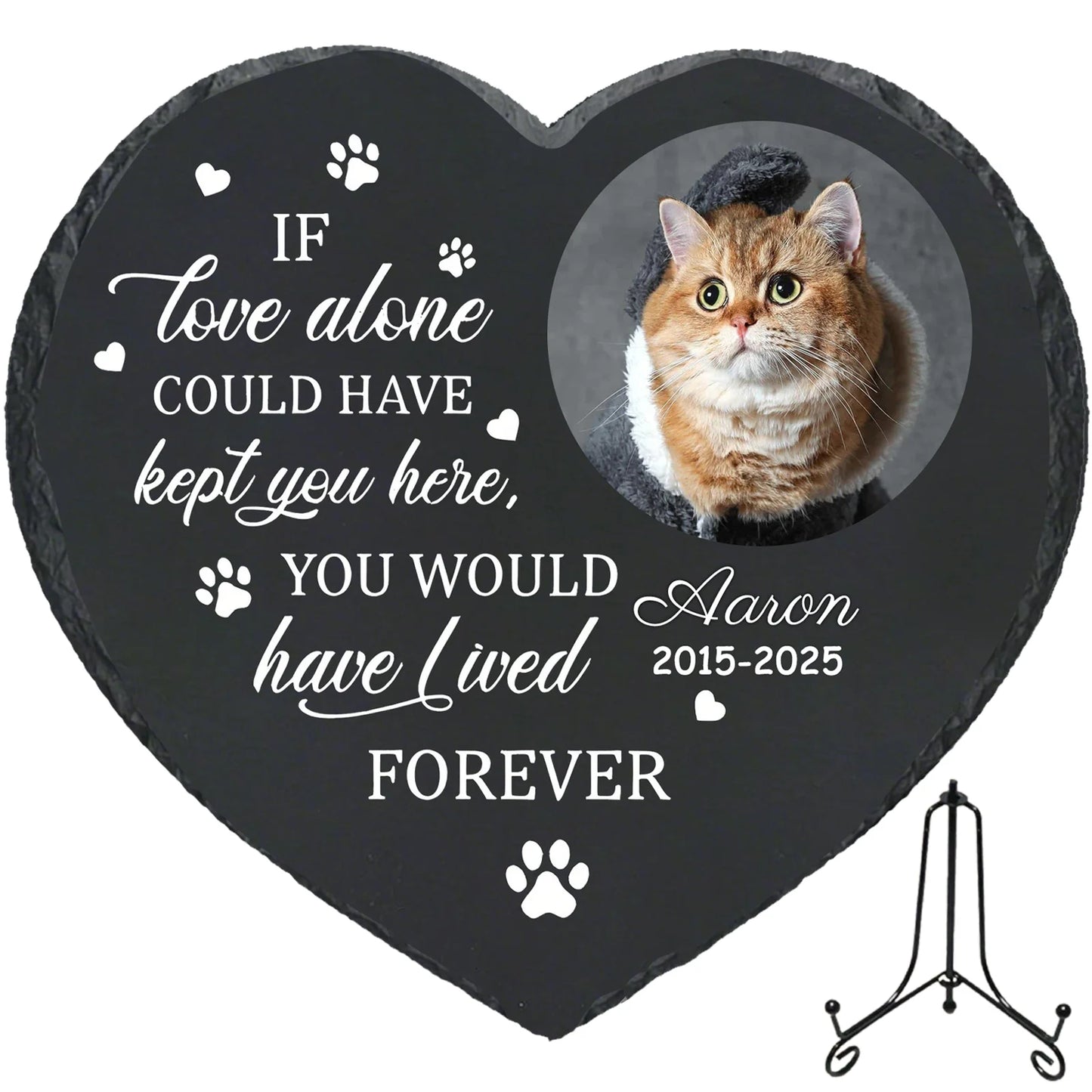 Personalized Pet Memorial Stone,Custom Cat Grave Marke Plaque With Photo&Name,Garden Slate Tombstone Pet Loss Remembrance Gift