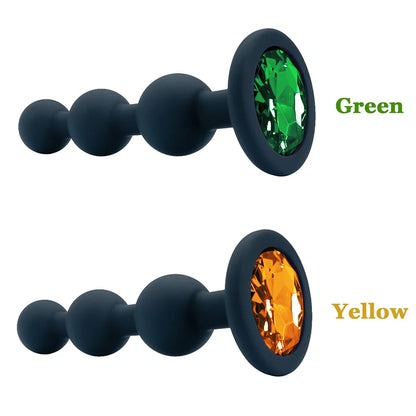 Black Silicone 3 Ball Anal Beads Sex Anal Plug Crystal Base Butt Plug Analplug But Plug Anal Trainer Toys Sex Toys For Woman