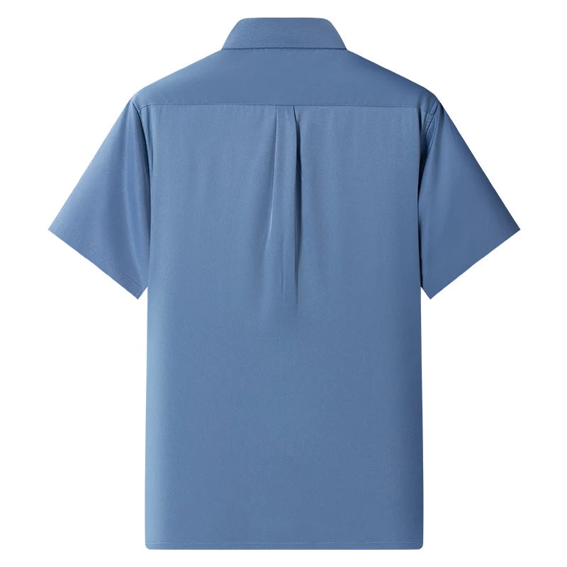 New Anti-Wrinkle Men Shirts Short Sleeves Dress Shirts For Men Slim Fit Camisa Social Business Blouse Pocket White Shirt S-7XL