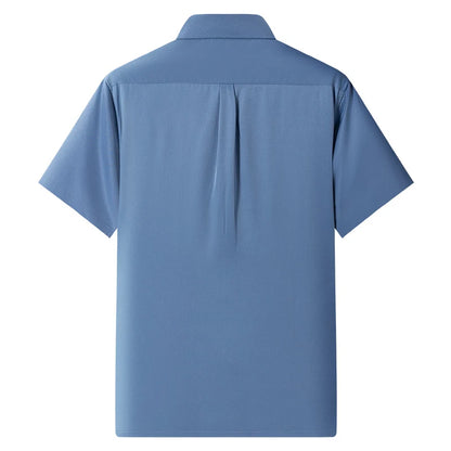 New Anti-Wrinkle Men Shirts Short Sleeves Dress Shirts For Men Slim Fit Camisa Social Business Blouse Pocket White Shirt S-7XL