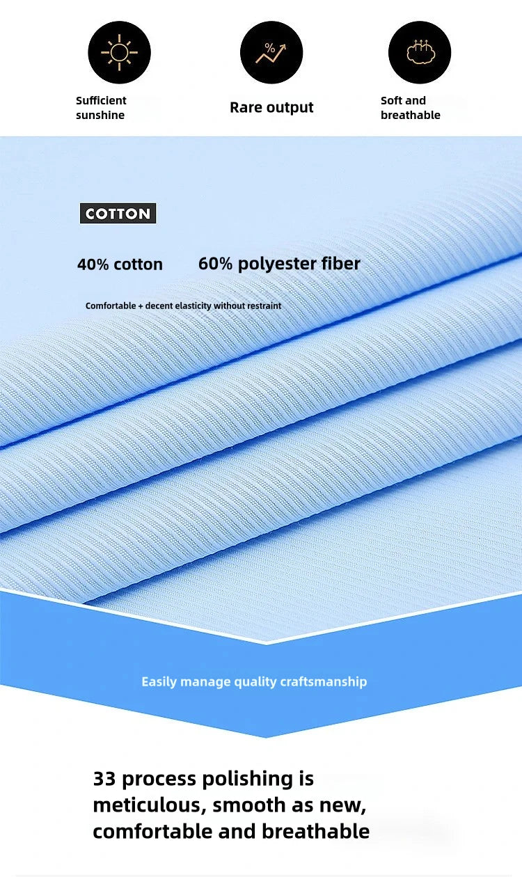 Men's Long-Sleeved Shirt Business Casual Solid Color Striped Plaid Spring Summer Free Ironing All Fit Tooling Comfortable