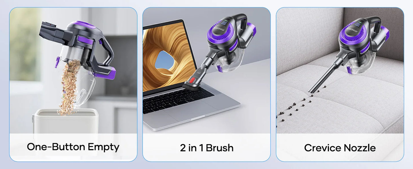 Laresar V10 Lite 38000Pa Cordless Vacuum Cleaner Handheld Strong Suction Button Smart Home Appliance for Carpets Hair 45 Mins
