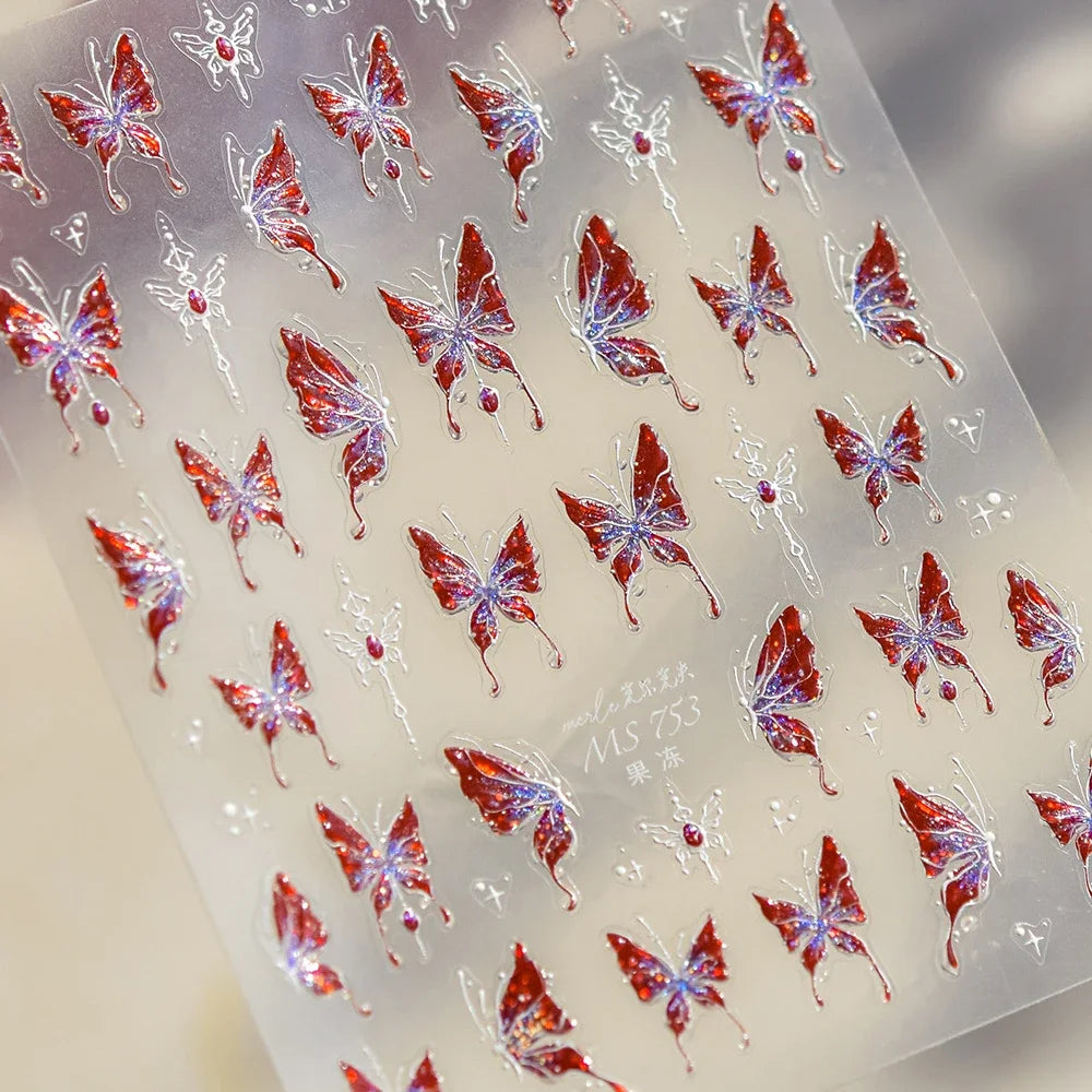 Luxury 5D Floral Nail Art Stickers Gold Silver Chinese Style Metal Frame Shiny Crystal Rhinestone Self Adhesive Manicure Decal